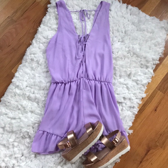 Charlotte Russe Lace Up Front Romper - Picture 4 of 8